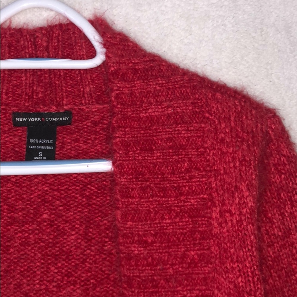 Red cardigan